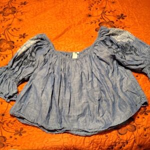 Forever 21 Blue Peasant Blouse
